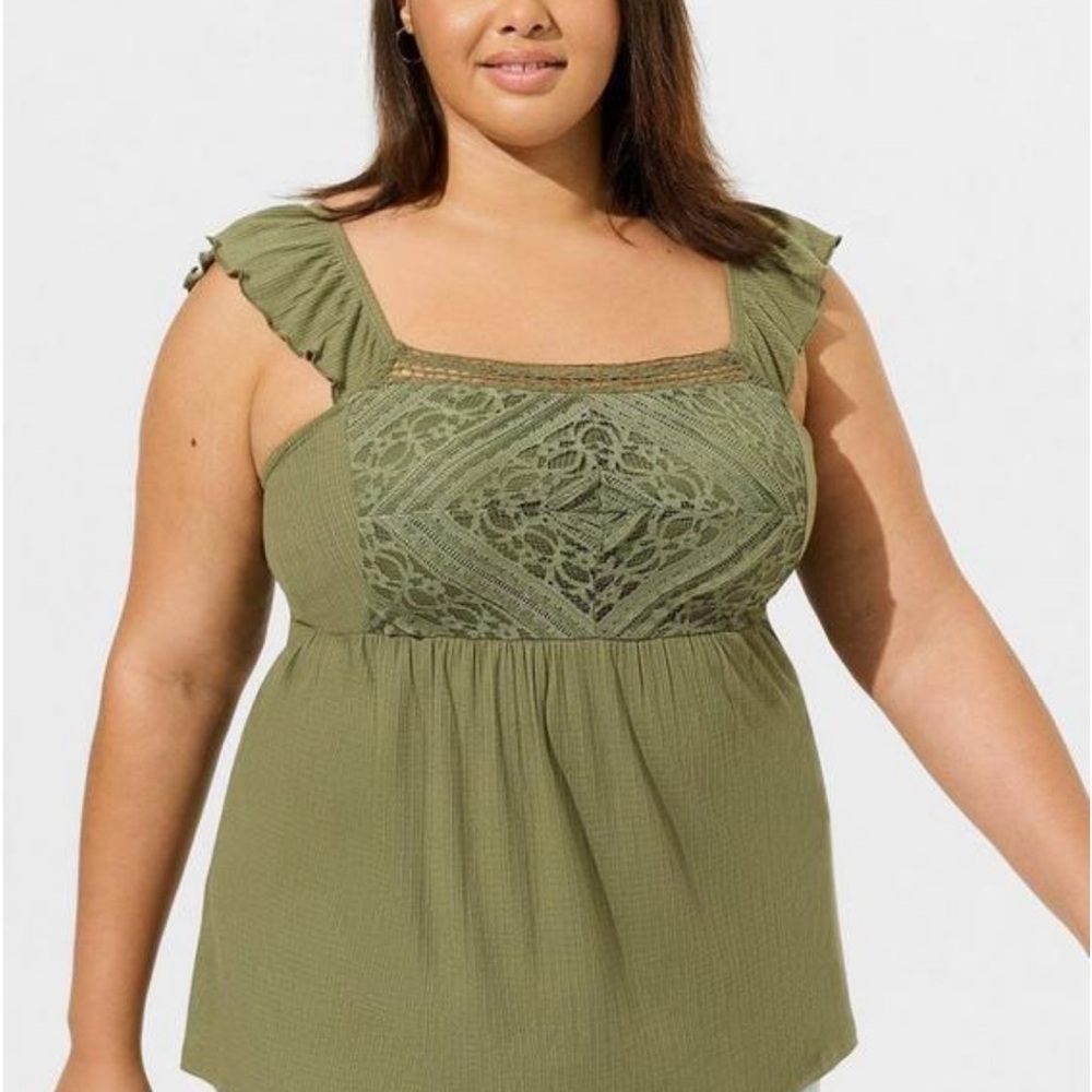 Torrid Olive Textured Sleeveless Top